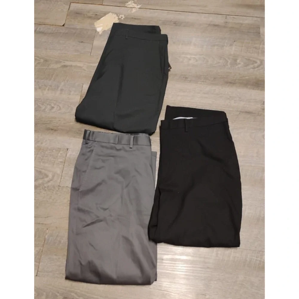 lot of 3 Haggar Men's dress Pants Size 40X29 flat front gray, black